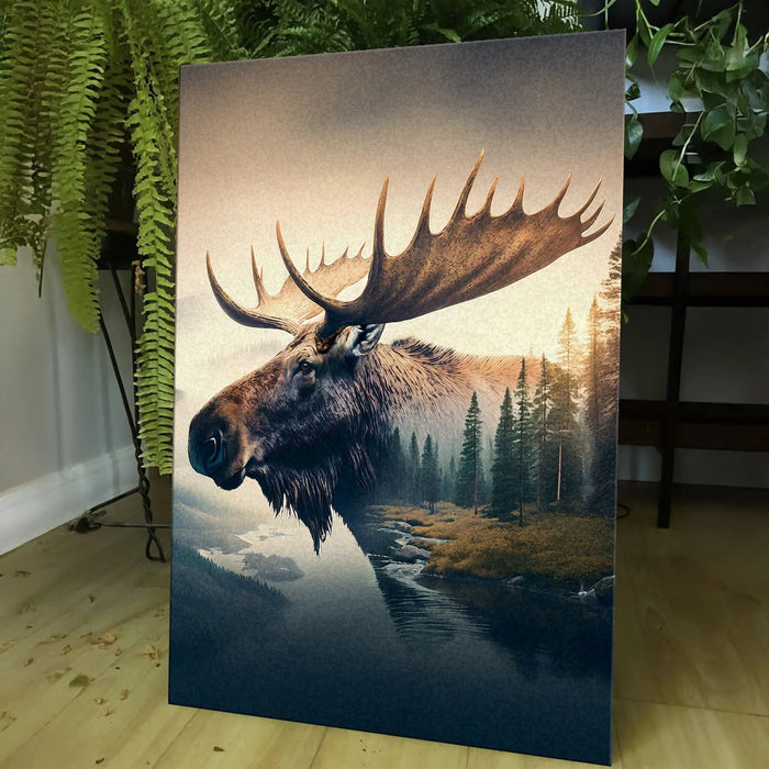 Moose Double Exposure Wall Art by Tailored Canvases