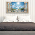 Morning Beach Window Scenery Wall Art by Tailored Canvases