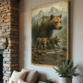 Mother Bear and Cubs Crossing Double Exposure Wall Art by Tailored Canvases