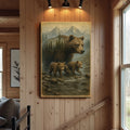 Mother Bear and Cubs Crossing Double Exposure Wall Art by Tailored Canvases