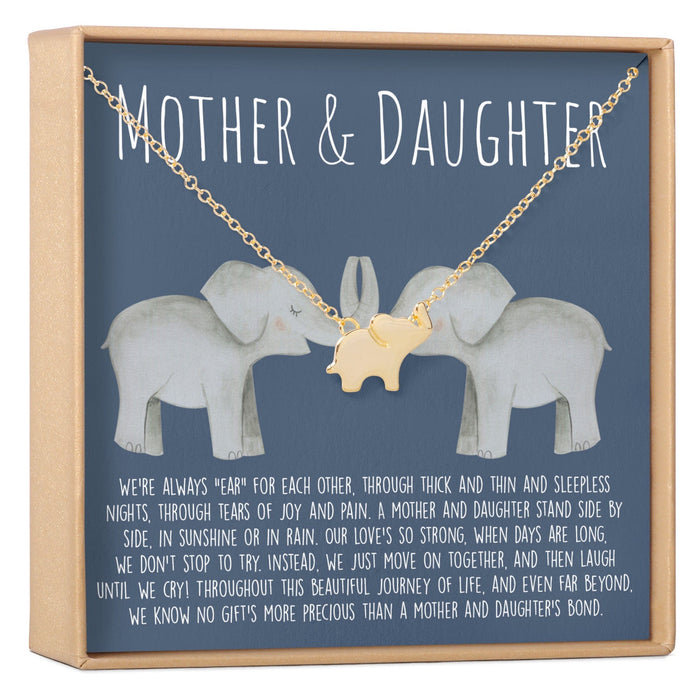 Mother & Daughter Elephant Pendant Necklace by Dear Ava