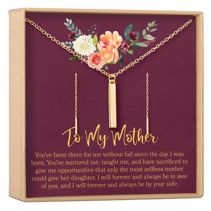 Mother Gold Bar Earring Threader and Necklace Jewelry Set by Dear Ava