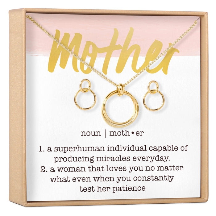 Mother Linked Circles Earring and Necklace Jewelry Set by Dear Ava