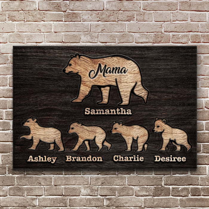 Mother's Day Sign Mother Bear and Cubs by Tailored Canvases
