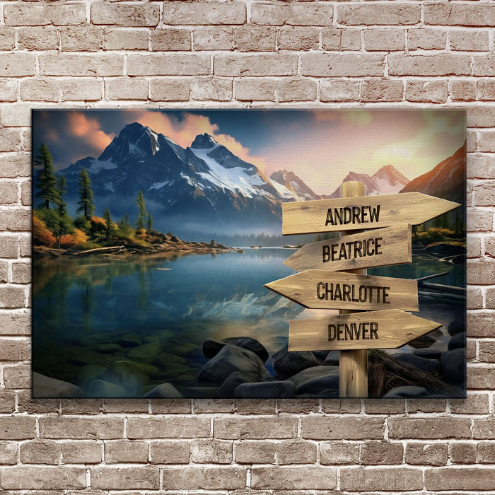 Mountain Sunrise Family Names Sign by Tailored Canvases