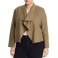 Bagatelle Womens Plus Wide Lapel Drape Front Linen Jacket Blazer by Vanessa Jane