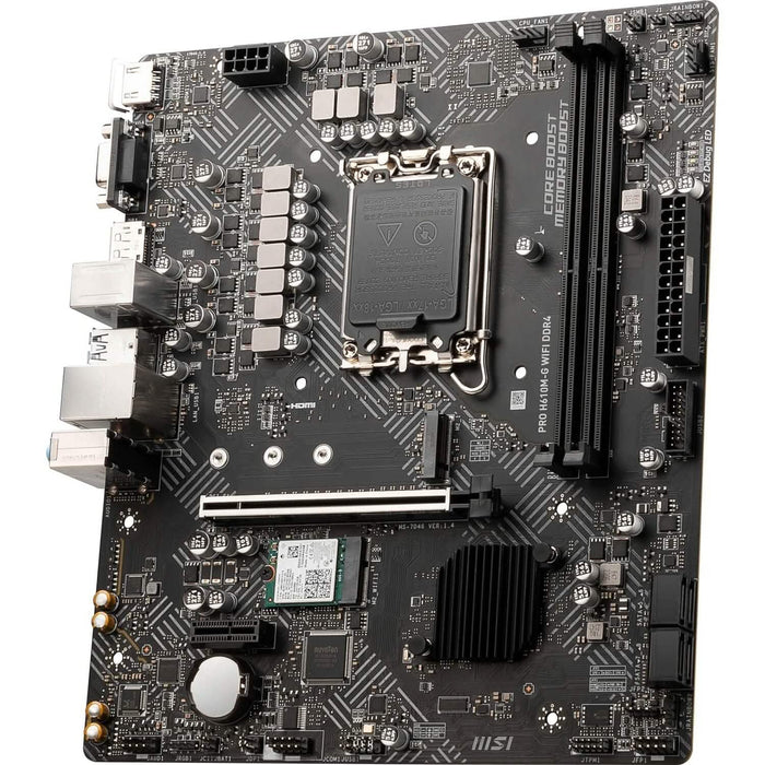 MSI PRO H610M-G WiFi DDR4 ProSeries Motherboard (mATX, 12th/13th Gen Intel Core, LGA 1700 Socket, DDR4, PCIe 4, 2.5G LAN, M.2 Slots, USB 3.2, Wi-Fi 6) (Refurbished) by DailySale