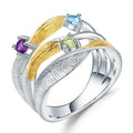 Multi Color Gold-Plated Statement Ring by Fine Color Jewels