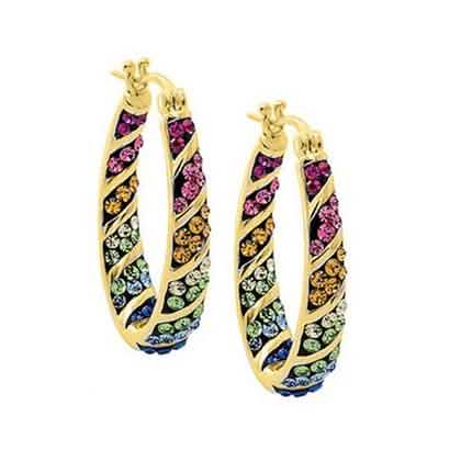 Multi-Color Graduated Crystal Inside Out Hoops by DailySale