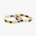 Multi colored Stone Hoop Earrings by Fine Color Jewels