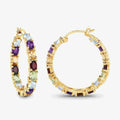 Multi colored Stone Hoop Earrings by Fine Color Jewels