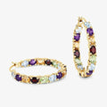 Multi colored Stone Hoop Earrings by Fine Color Jewels