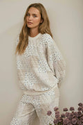 MULTI-FLORAL PATCHWORK LONG SLEEVE KNIT TOP: CREAM MULTI by Boutique 23