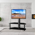 Multi-Function Angle and Height Adjustable Tempered Glass Metal Frame Floor TV Stand by DailySale
