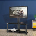 Multi-Function Angle and Height Adjustable Tempered Glass Metal Frame Floor TV Stand by DailySale