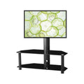 Multi-Function Angle and Height Adjustable Tempered Glass Metal Frame Floor TV Stand by DailySale