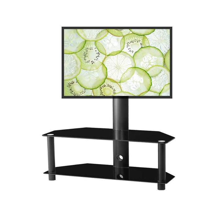 Multi-Function Angle and Height Adjustable Tempered Glass Metal Frame Floor TV Stand by DailySale