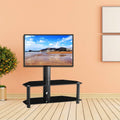Multi-Function Angle and Height Adjustable Tempered Glass Metal Frame Floor TV Stand by DailySale