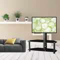 Multi-Function Angle and Height Adjustable Tempered Glass Metal Frame Floor TV Stand by DailySale