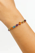 Multi-Shape Multicolor Gemstones Prong Sterling Silver Tennis Bracelet by Fine Color Jewels