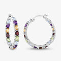 Multi Stone Hoop Earrings by Fine Color Jewels