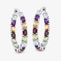 Multi Stone Hoop Earrings by Fine Color Jewels