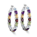 Multi Stone Hoop Earrings by Fine Color Jewels