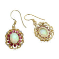 Multi Stone Prong Gold Plated Silver Halo Floral Earrings by Fine Color Jewels
