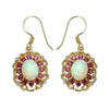 Multi Stone Prong Gold Plated Silver Halo Floral Earrings