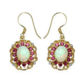 Multi Stone Prong Gold Plated Silver Halo Floral Earrings by Fine Color Jewels