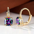 Multicolor Square Cut Stone Drop Earrings by DailySale