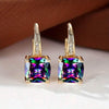 Multicolor Square Cut Stone Drop Earrings