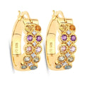 Multicolor Stone Hoop Earrings by Fine Color Jewels