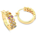 Multicolor Stone Hoop Earrings by Fine Color Jewels