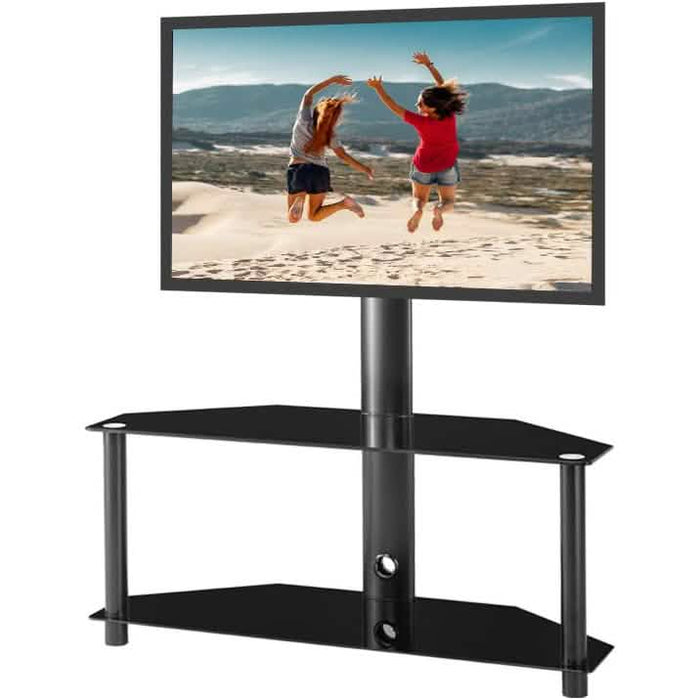 Multifunctional Tempered Glass Metal Frame Floor TV Stand by DailySale