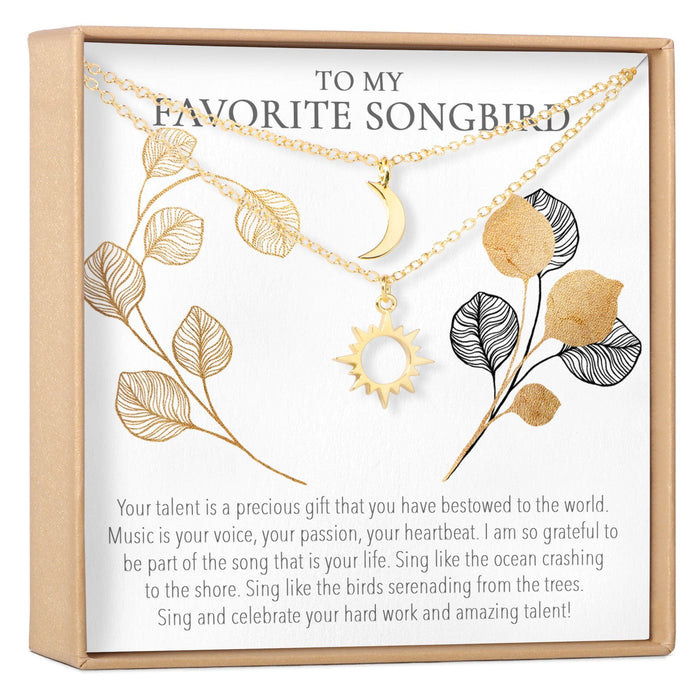 Musician Sun and Moon Pendants Necklace Set by Dear Ava