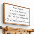 My God Way Maker Miracle Worker Faith Sign by Tailored Canvases