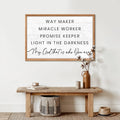 My God Way Maker Miracle Worker Faith Sign by Tailored Canvases