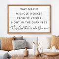 My God Way Maker Miracle Worker Faith Sign by Tailored Canvases