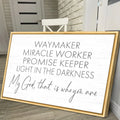 My God Way Maker Miracle Worker Faith Sign II by Tailored Canvases