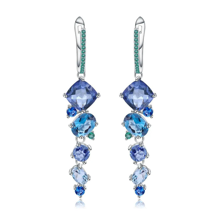Mystic Quartz and Blue Topaz Drop Earrings by Fine Color Jewels