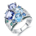 Mystic Quartz and Blue Topaz Statement Ring by Fine Color Jewels