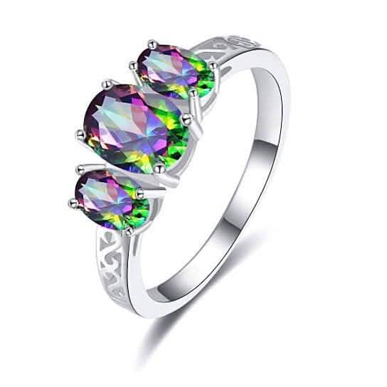 Mystic Topaz Tri Stone Gemstone Ring by DailySale