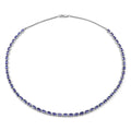 10.00 Ct Oval Purple Tanzanite Prong Silver Eternity Necklace by Fine Color Jewels