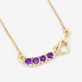 0.24 Ct Round Purple Amethyst Prong 18K Gold Plated Silver Heart & Infinity Necklace by Fine Color Jewels
