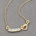 0.30 Ct Round Blue Topaz Prong 18K Gold Plated Silver Heart & Infinity Necklace by Fine Color Jewels