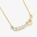 0.30 Ct Round Blue Topaz Prong 18K Gold Plated Silver Heart & Infinity Necklace by Fine Color Jewels