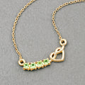 0.28 Ct Round Green Peridot Prong 18K Gold Plated Silver Heart & Infinity Necklace by Fine Color Jewels