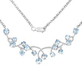 7.36 Ct Round Blue Topaz Prong Silver Bib Cocktail Necklace by Fine Color Jewels