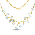 7.36 Ct Round Sky Blue Topaz Prong 18K Gold Plated Silver BIB Rolo Chain Necklace by Fine Color Jewels